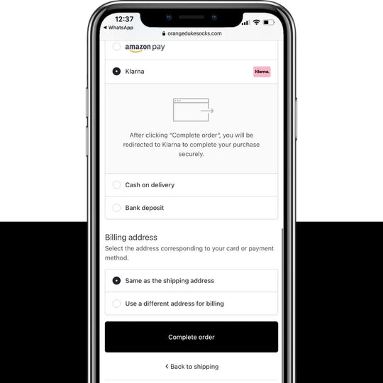 2. SELEZIONA KLARNA COME METODO DI PAGAMENTO